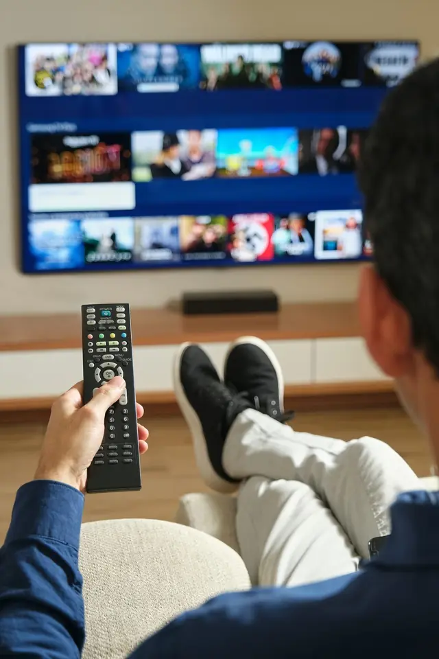 Living room with a television that is switched off