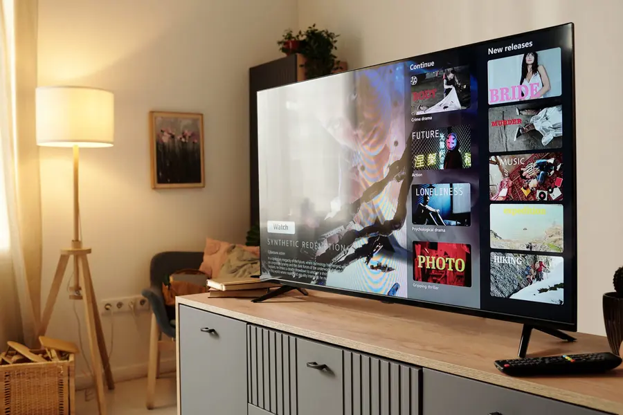 Smart television displaying streaming apps on the home screen