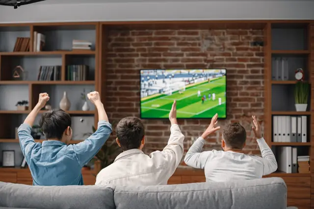 People watching sport on a television in Johannesburg